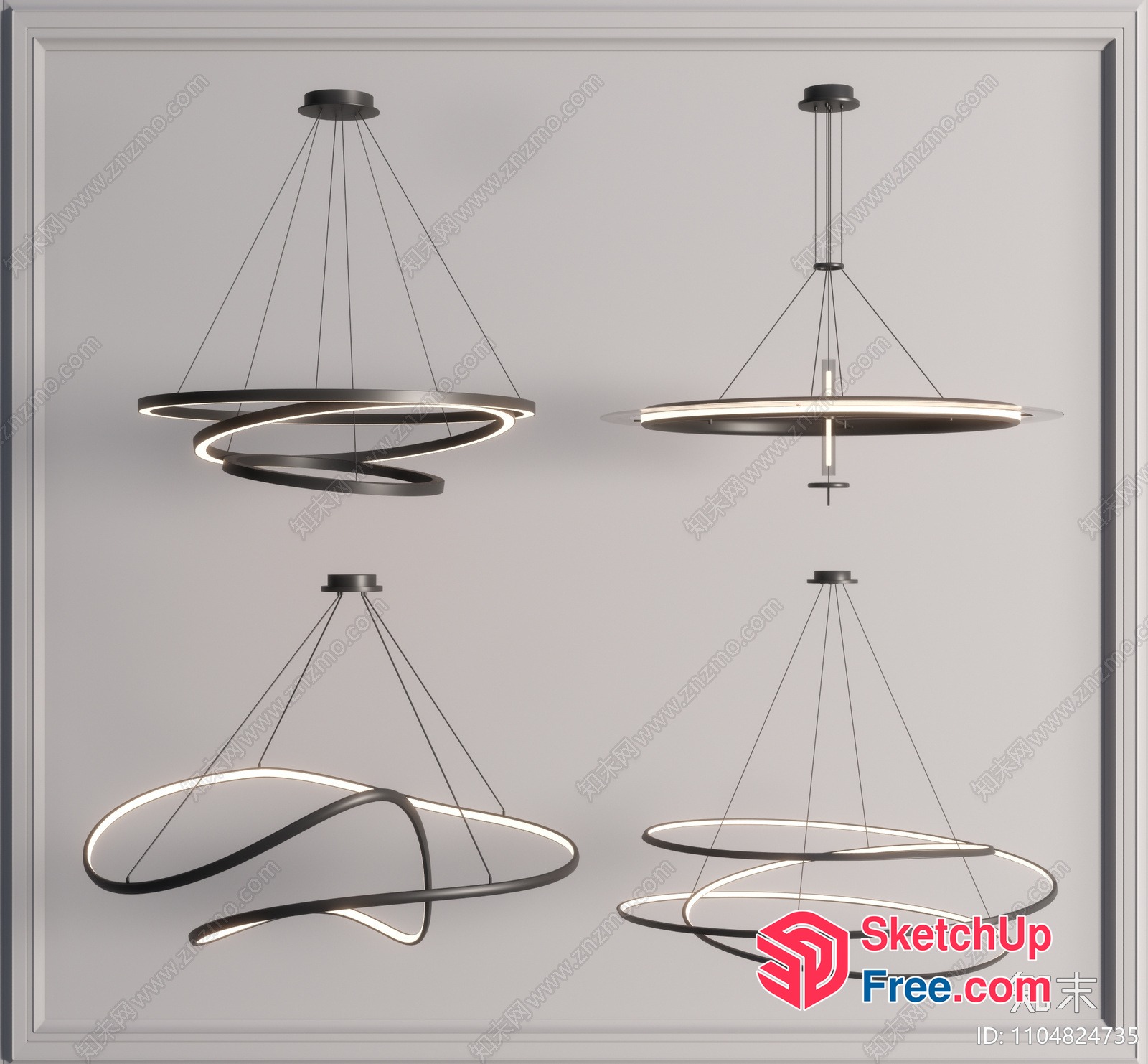 Modern Suspended Light Fixtures 3D SketchUp File