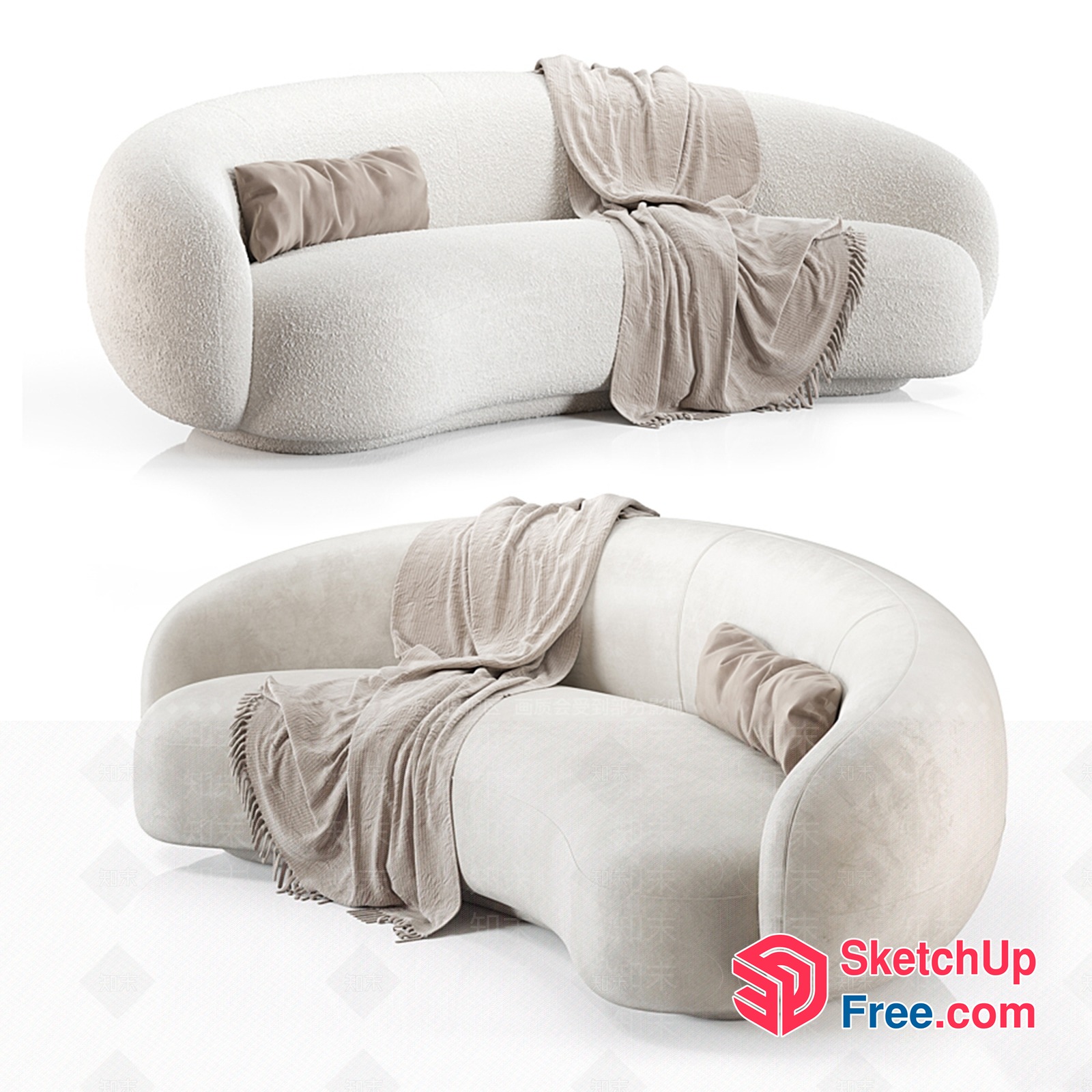 Modern Sofa With Creamy Style And Minimalist Design 3D SketchUp File