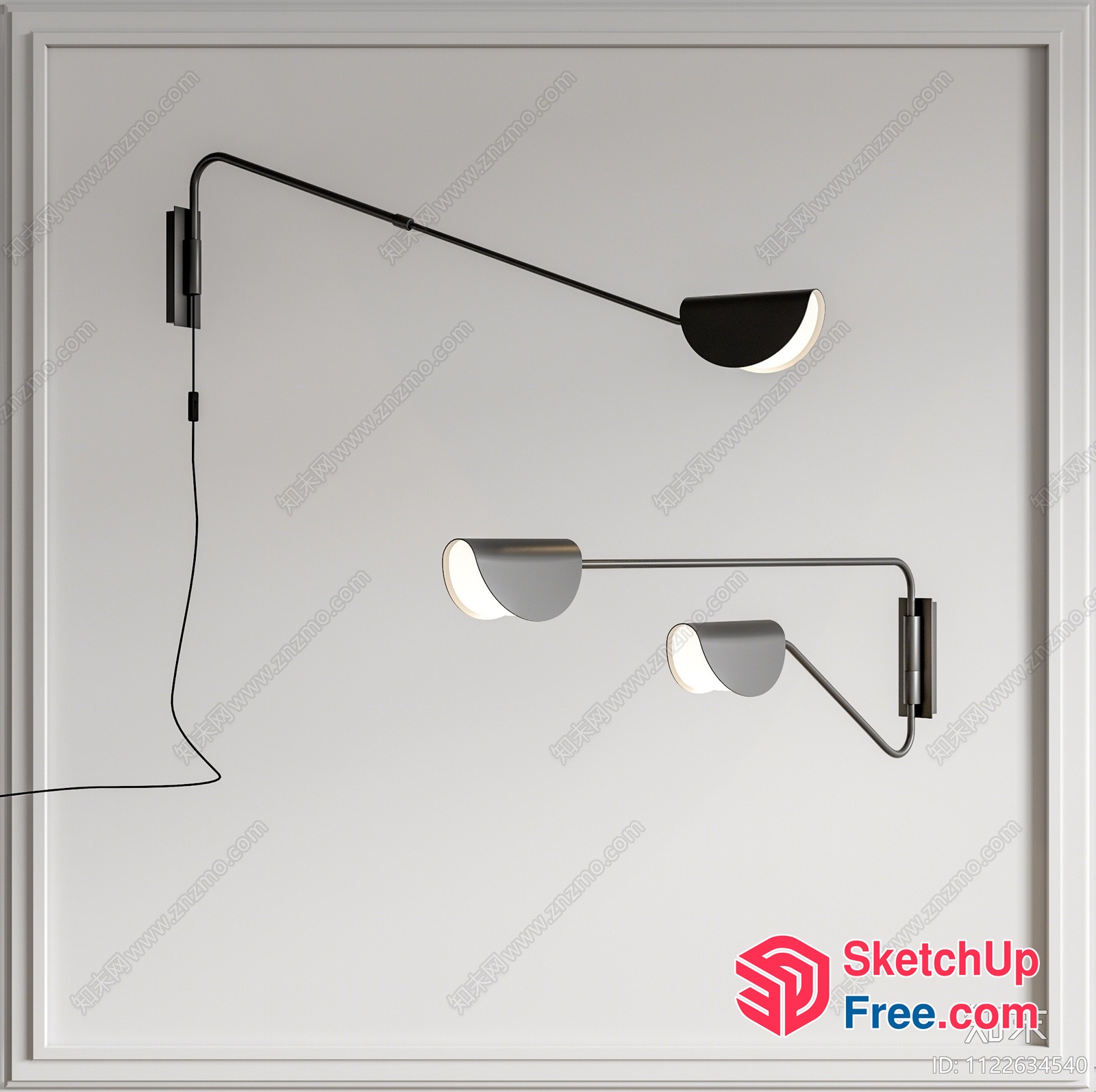 Contemporary Minimalist Wall Lighting Fixture 3D SketchUp File