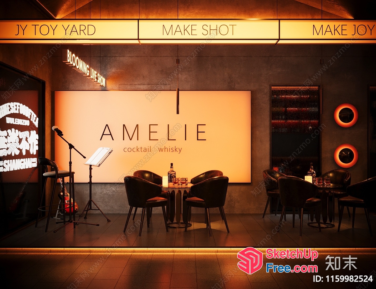 Amelie Cocktail Whisky Bar 3D SketchUp File