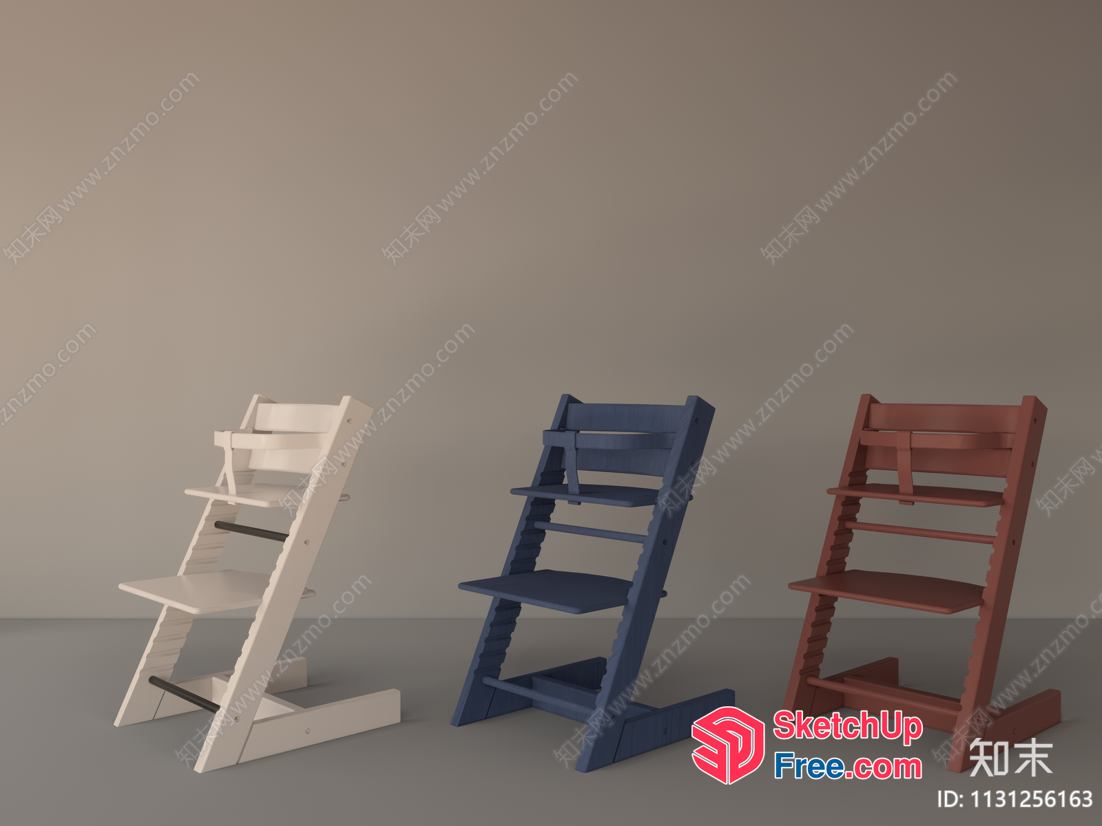Wooden High Chairs In Various Styles 3D SketchUp File