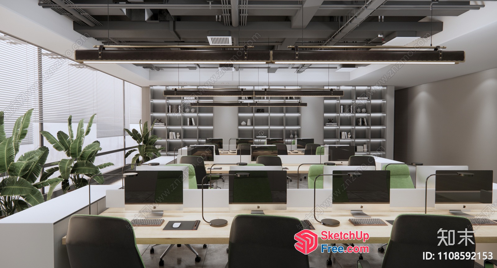 Modern Office Space With Natural Light And Greenery 3D SketchUp File