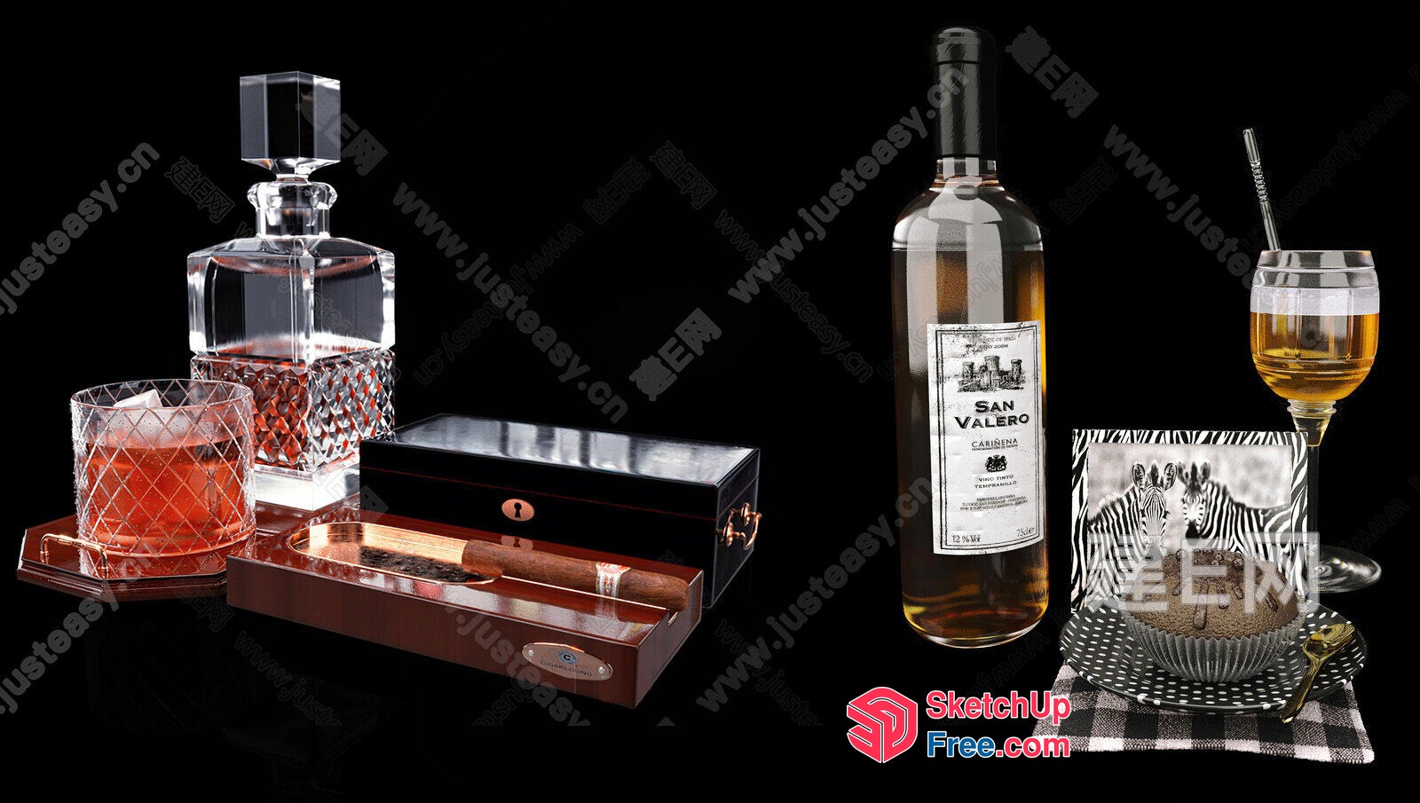 Whiskey Bar Decorative Items 3D SketchUp File