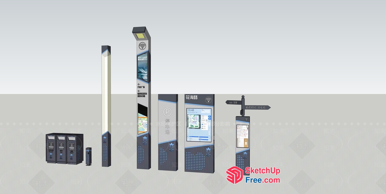 Modern Street Signage System 3D SketchUp File