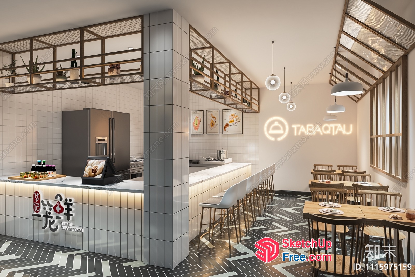 Modern Restaurant Interior With Sleek Design And Natural Light 3D SketchUp File