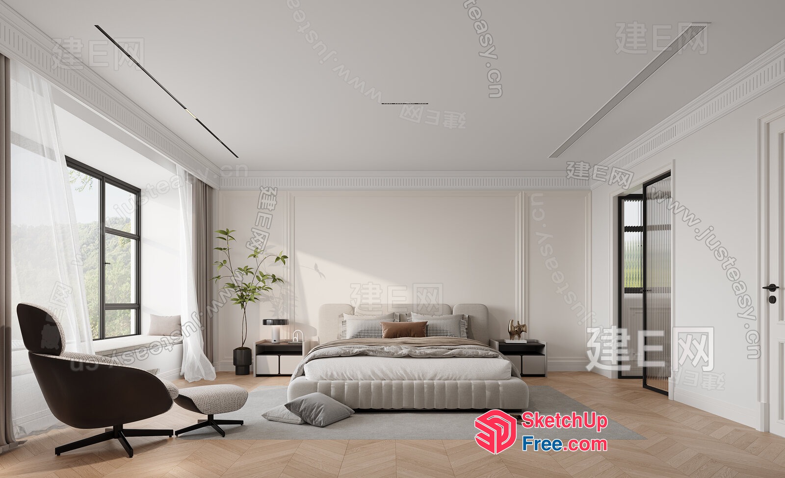 Modern Minimalist Bedroom Interior 3D SketchUp File