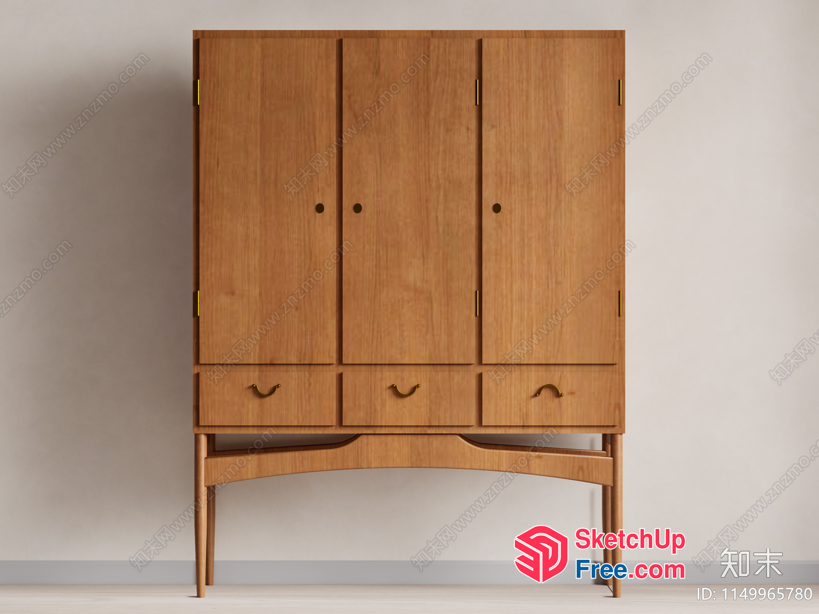 Wooden Cabinet With Drawers And Doors 3D SketchUp File