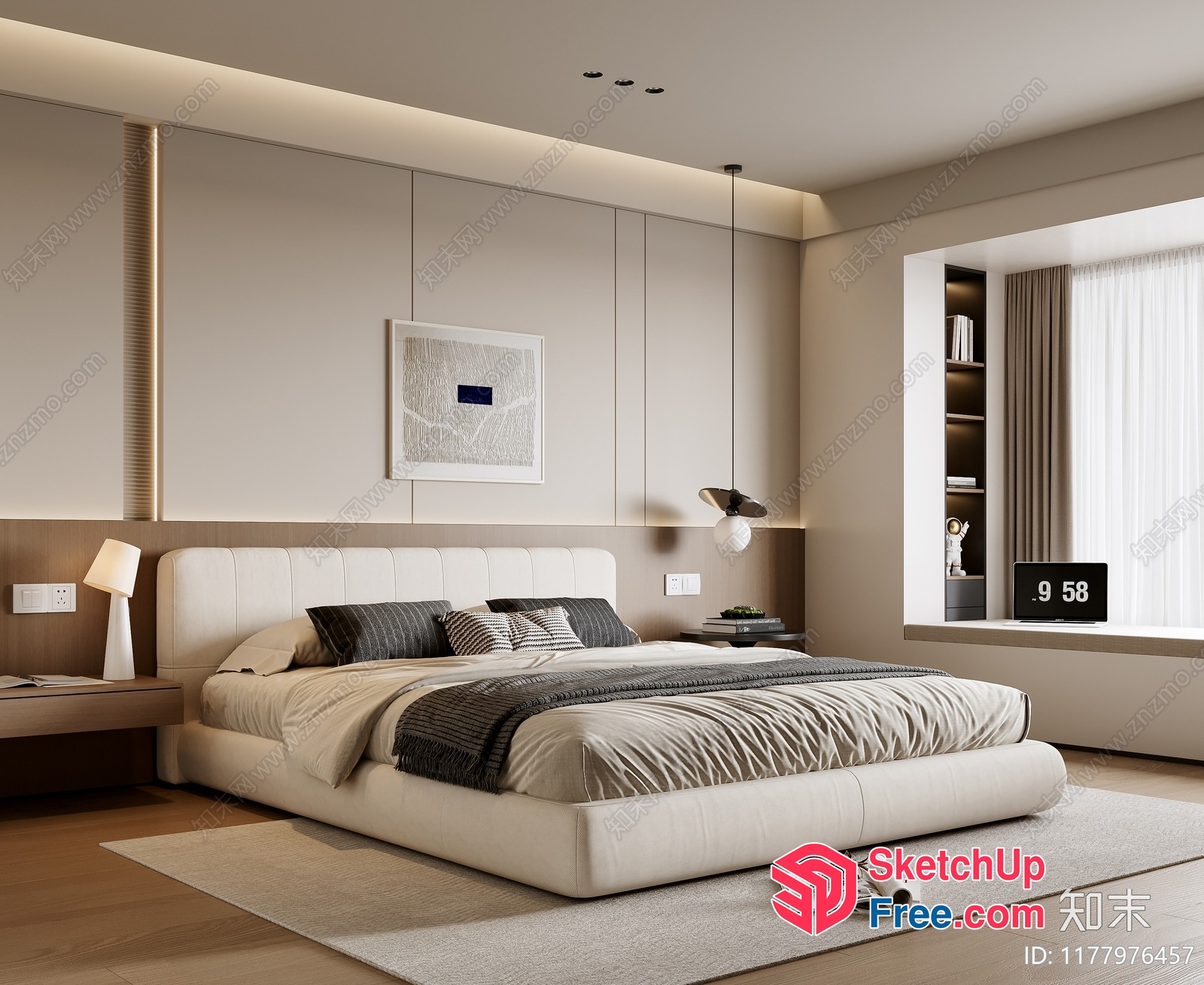 Modern Minimalist Japanese Style Bedroom Interior 3D SketchUp File