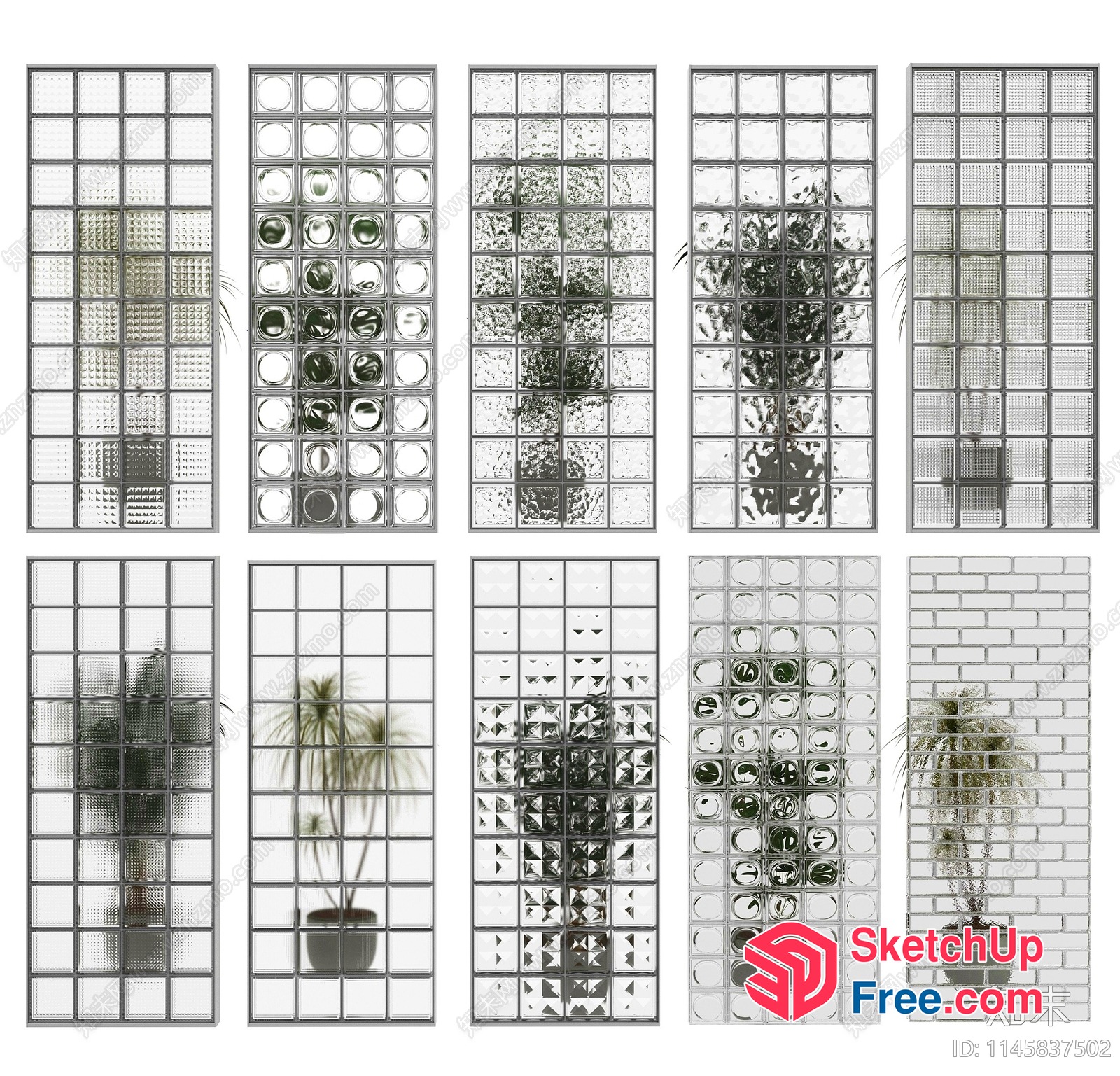 Modern Glass Brick Wall Decorations 3D SketchUp File