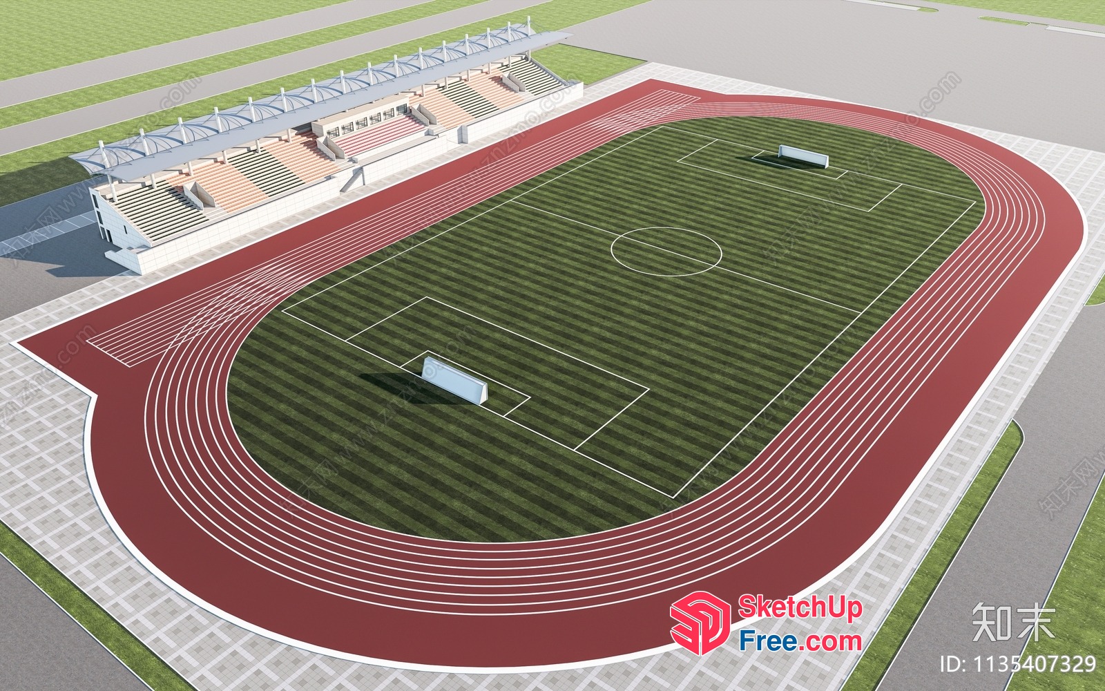 3D Rendering Of A Large Outdoor Sports Stadium With Running Track 3D SketchUp File
