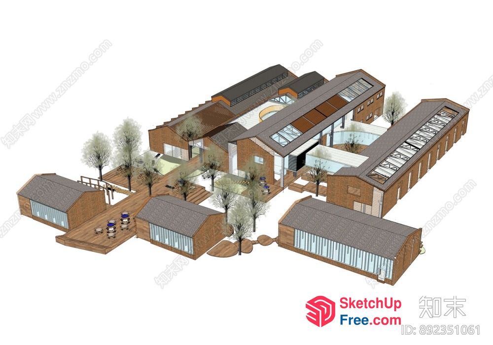 Modern 3D Rendering Of A Large Building Complex With Various Rooms 3D SketchUp File