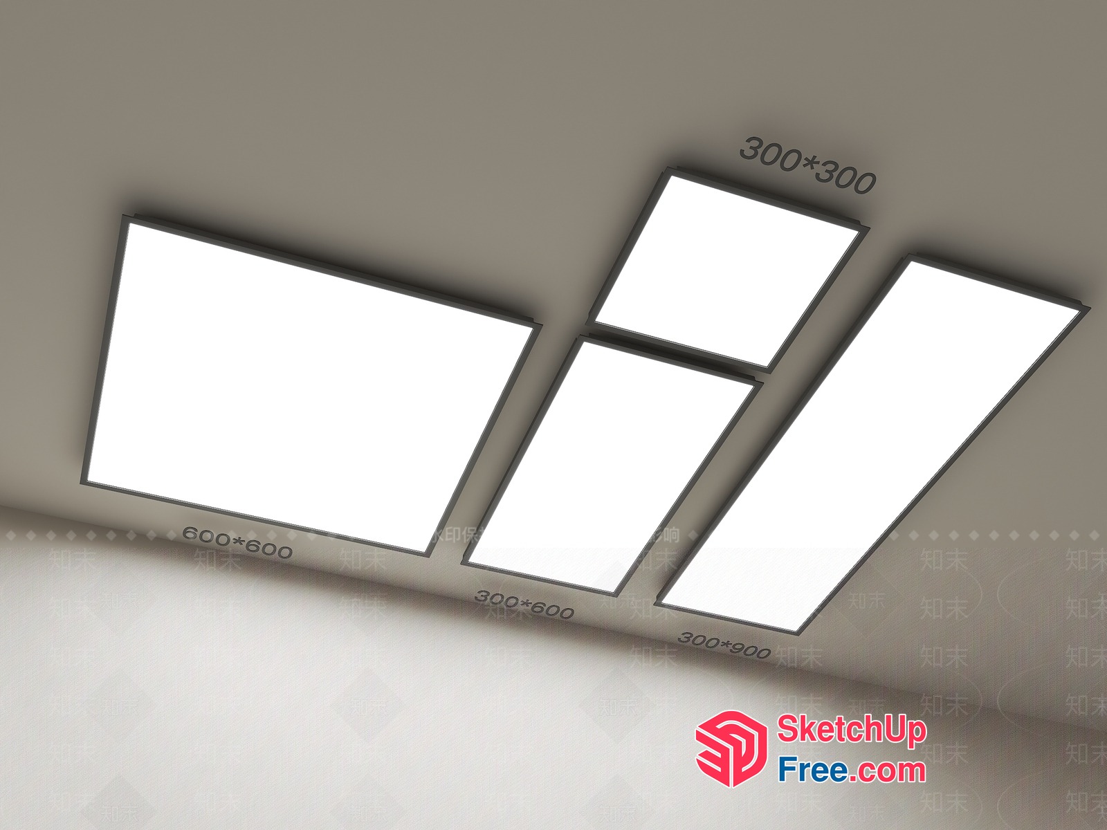 Rectangular Ceiling Tiles With Various Sizes 3D SketchUp File