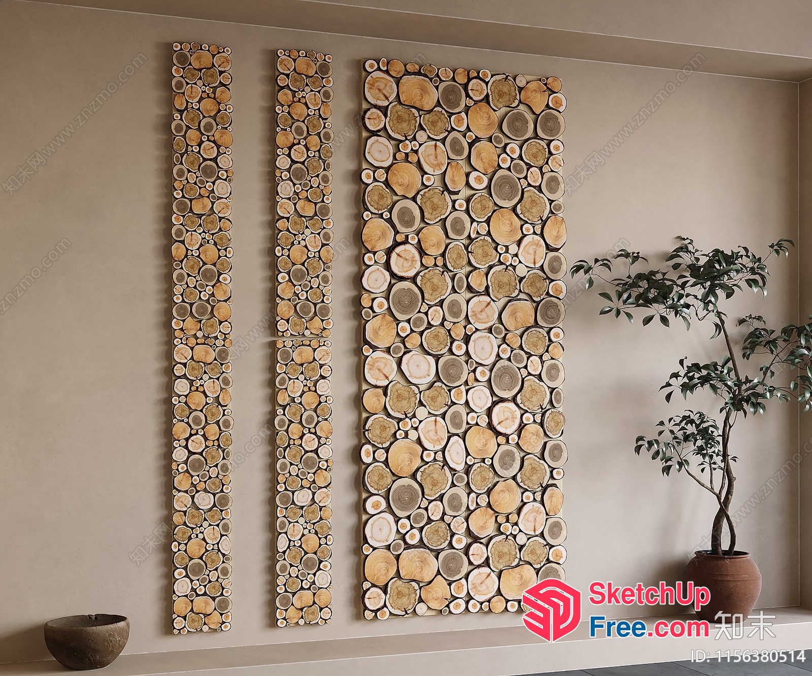 Natural Wood Slice Wall Art 3D SketchUp File