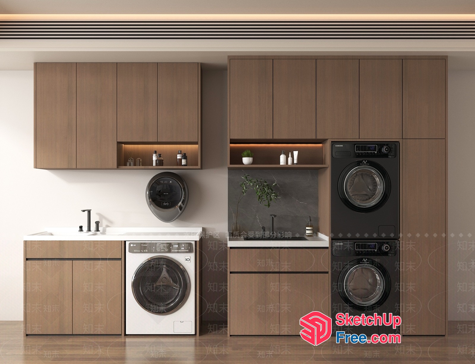 Modern Laundry Room With Sleek Cabinets And Appliances 3D SketchUp File
