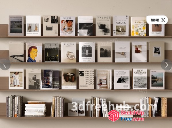Modern Bookshelf With A Mix Of Books And Decorative Items 3D SketchUp File