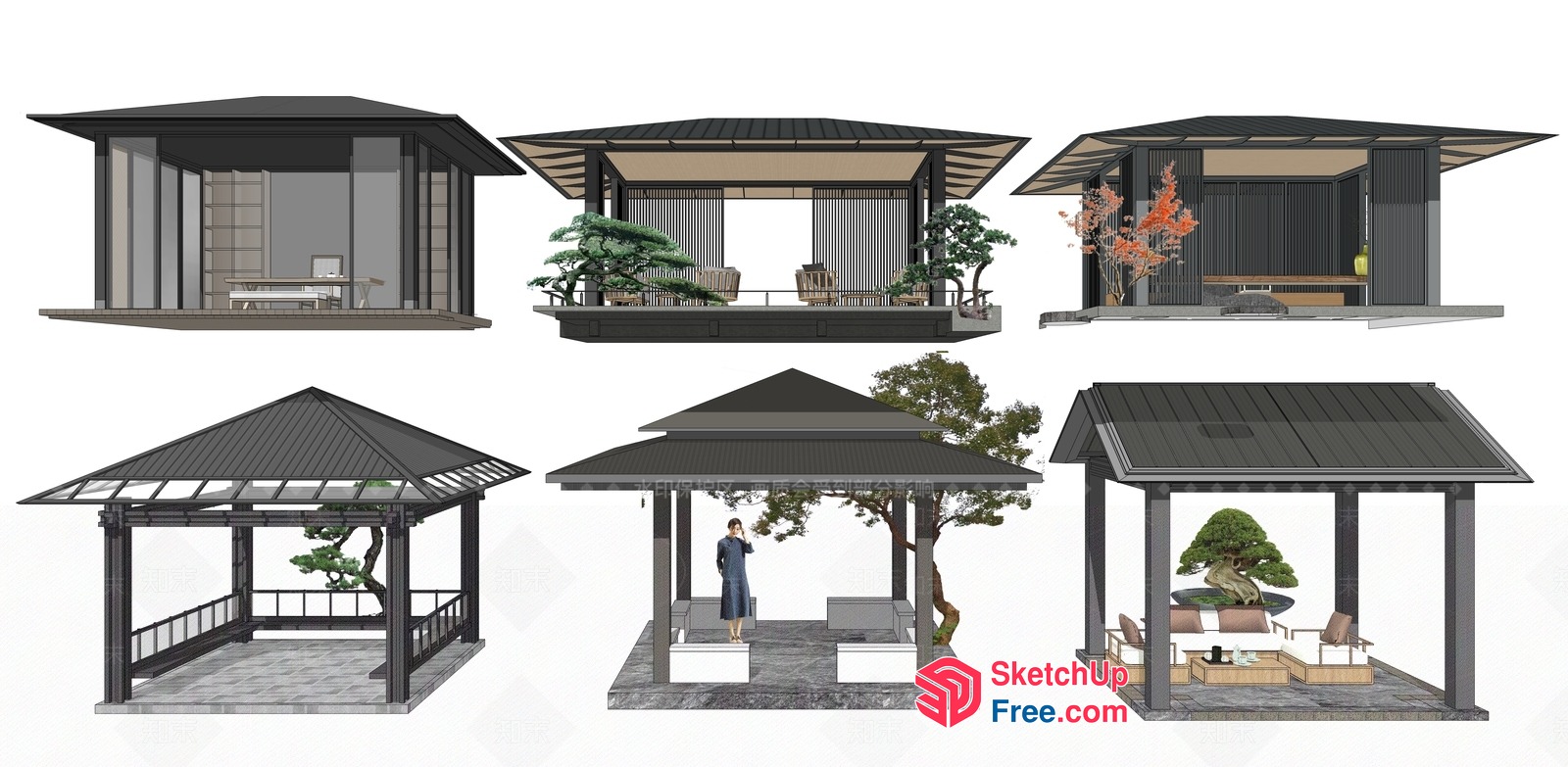 Japanese-Inspired Outdoor Pavilion With Modern Design Elements 3D SketchUp File