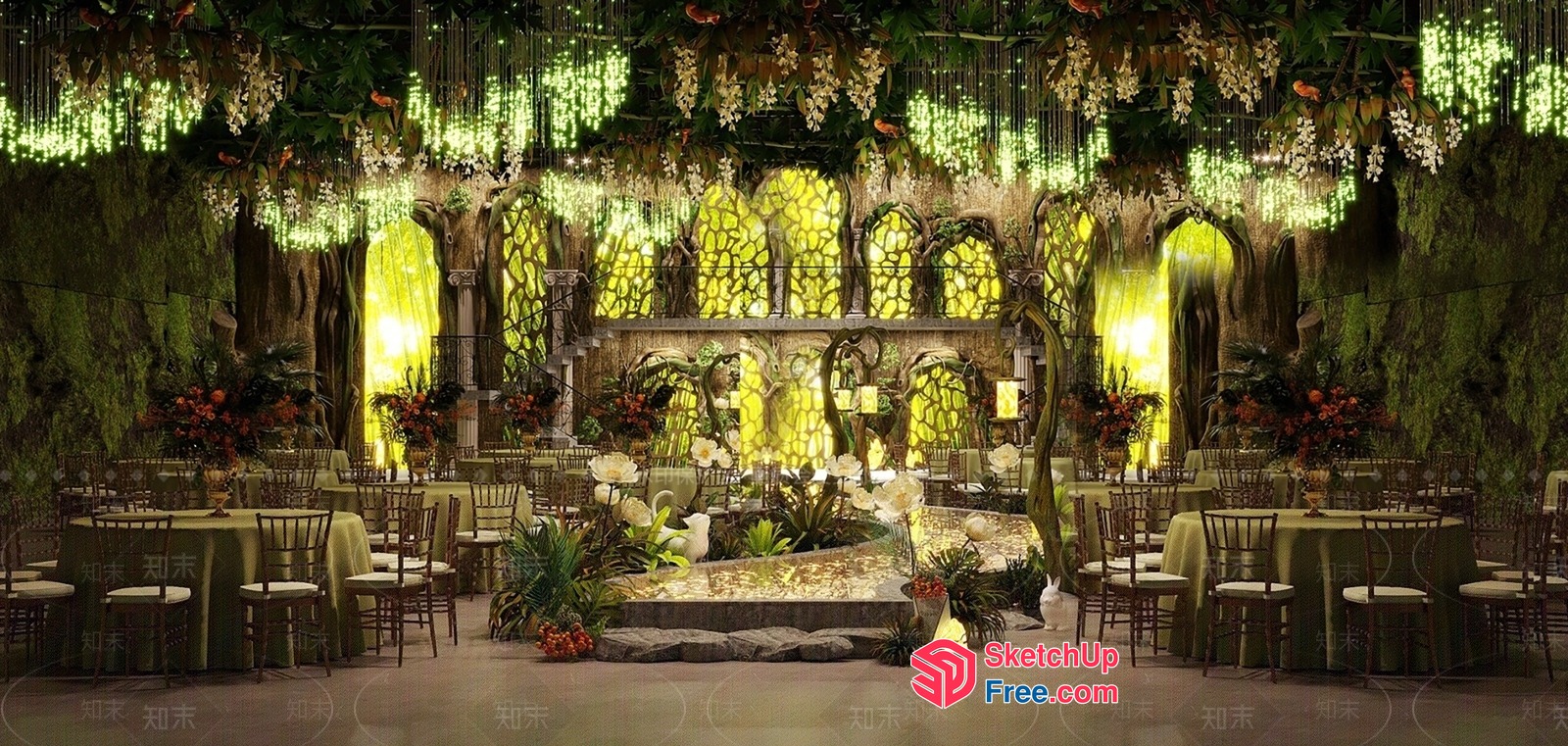 Exquisite Enchanted Forest Wedding Venue 3D SketchUp File