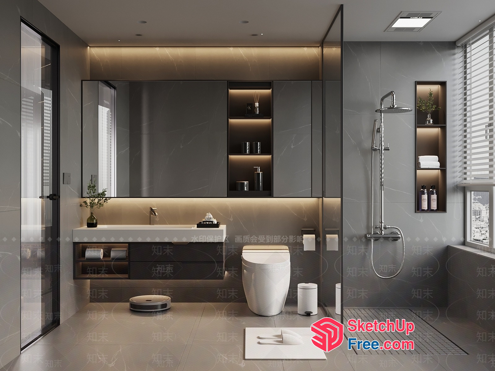 Modern Bathroom Interior With Clean Lines And Neutral Tones 3D SketchUp File