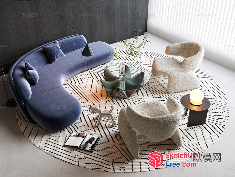 Luxurious Modern Living Room Interior Design 3D SketchUp File