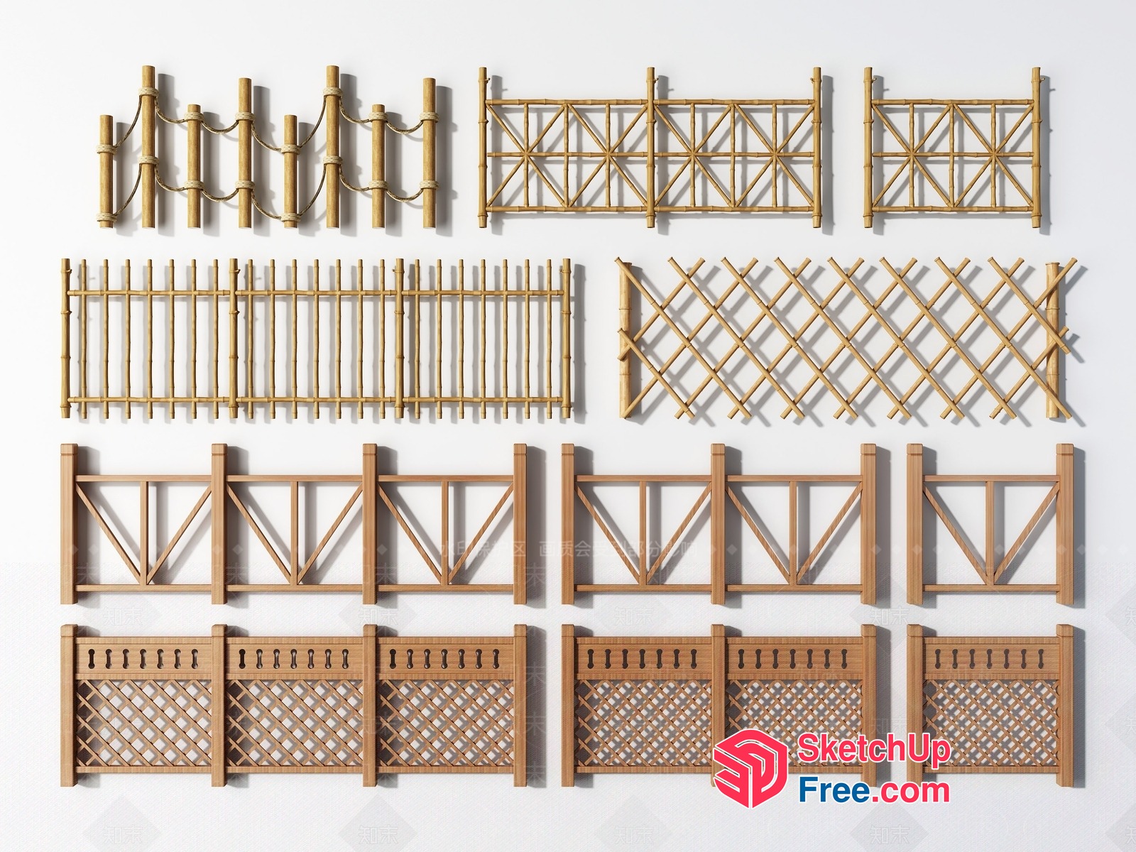 Decorative Bamboo Fencing Options 3D SketchUp File