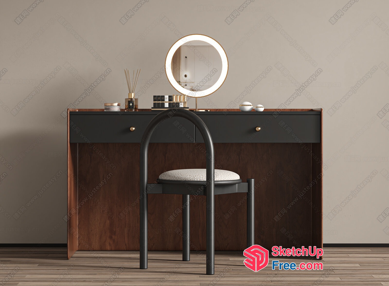 Elegant Vanity Table And Chair Set 3D SketchUp File