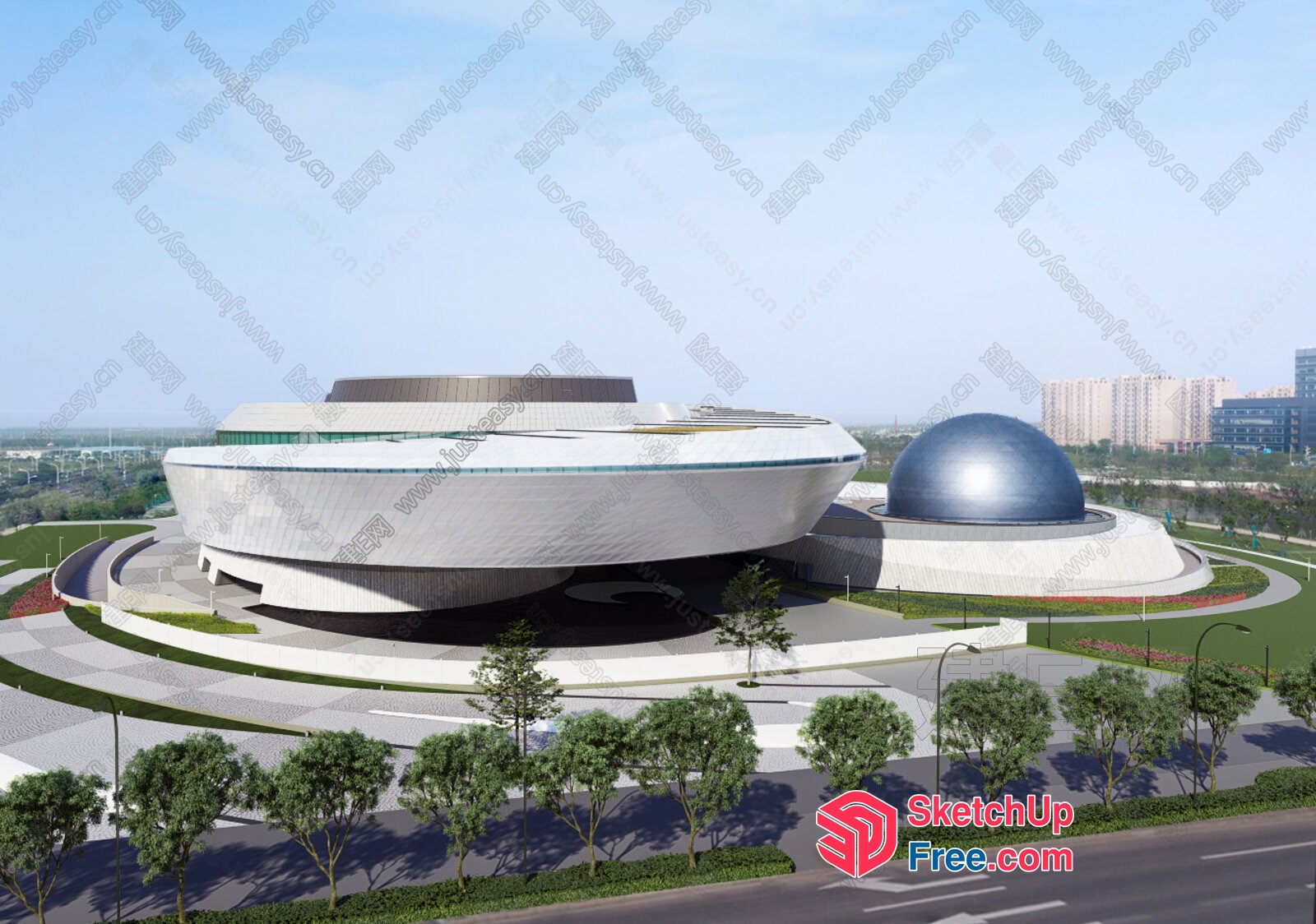 Futuristic Space-Themed Building 3D SketchUp File
