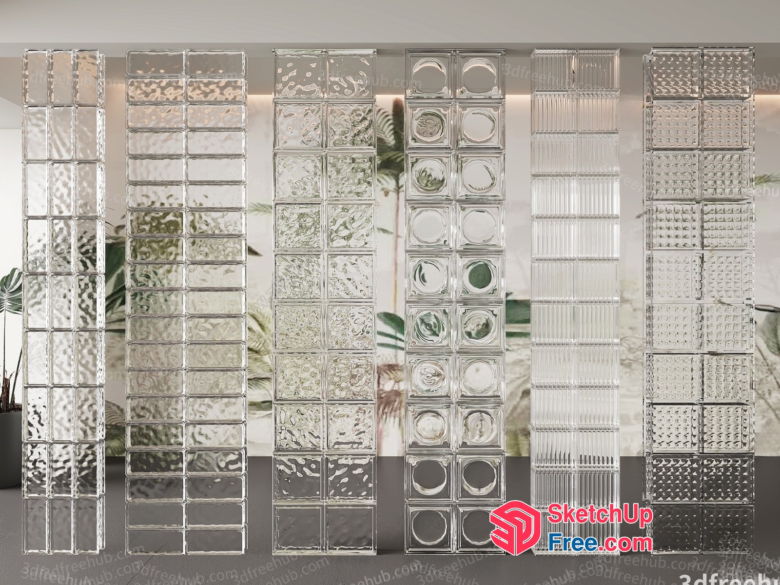 Glass Brick Wall Interior 3D SketchUp File