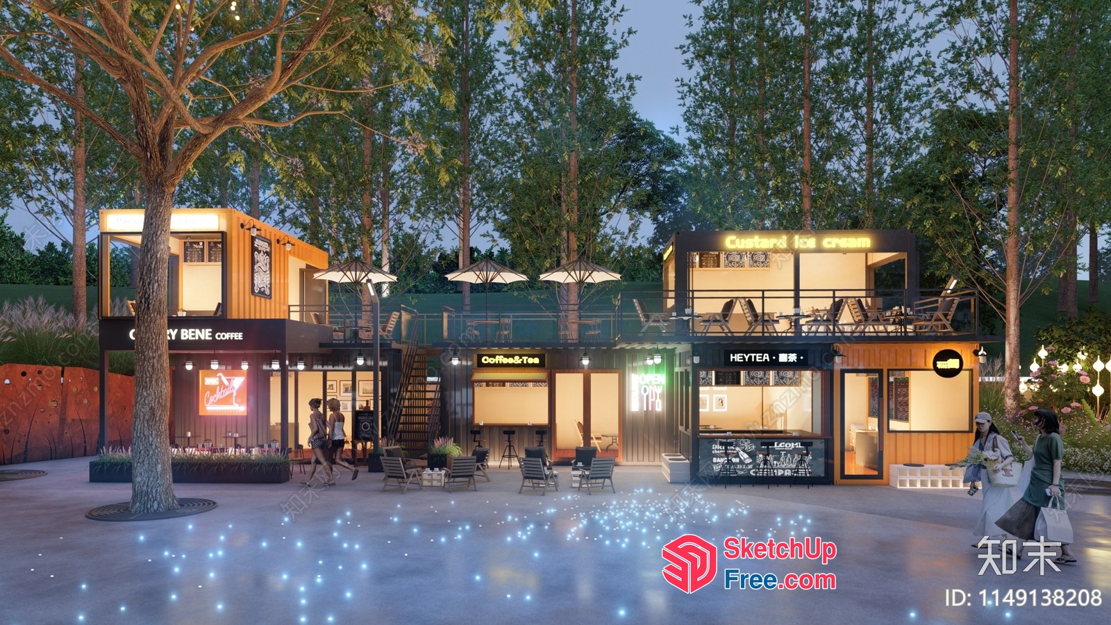 Modern Outdoor Cafe Scene 3D SketchUp File