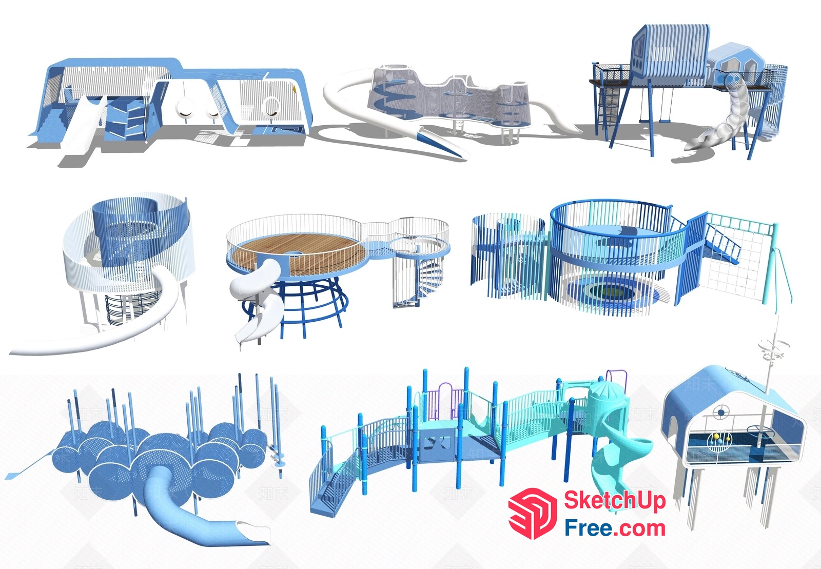 Blue And White Modern Play Structure 3D SketchUp File