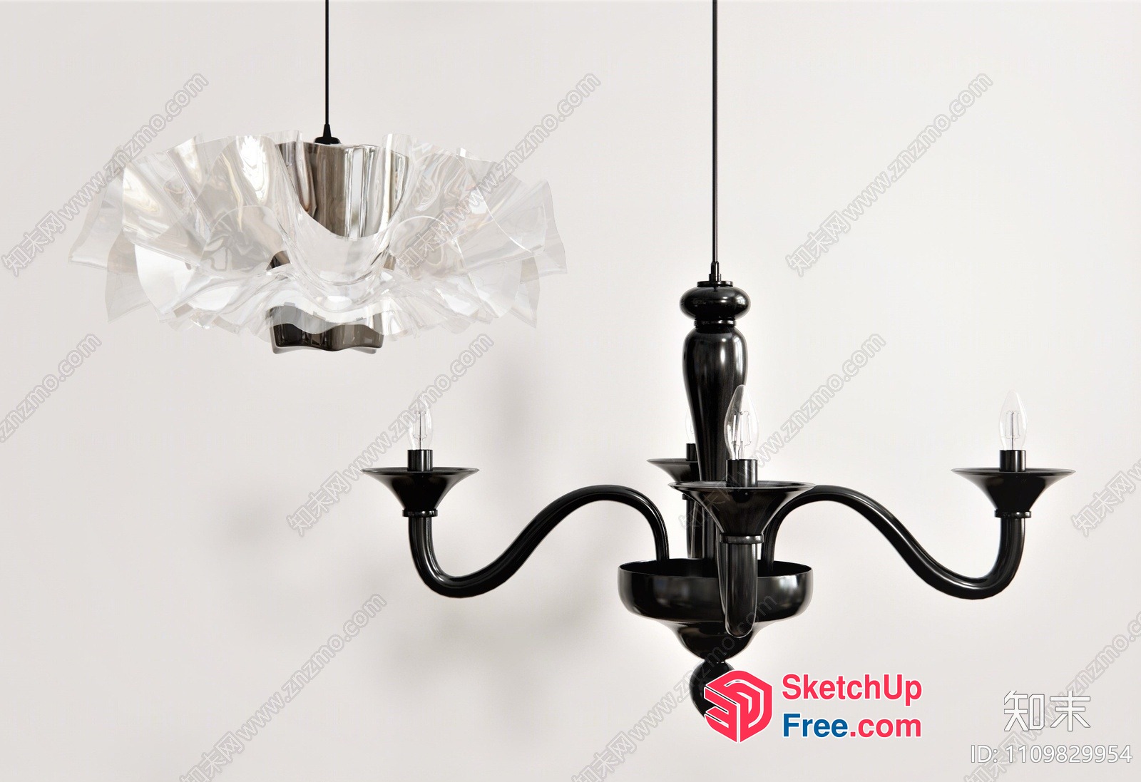 Elegant Black And White Chandelier 3D SketchUp File
