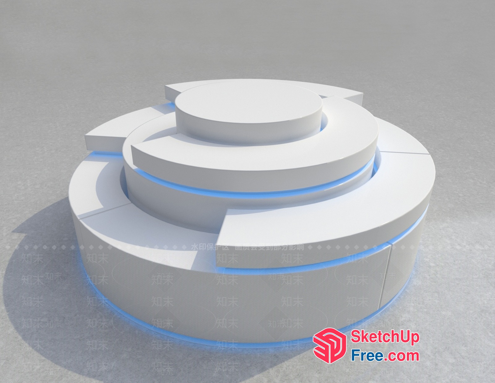 Modern White Spiral Structure With Blue Lighting 3D SketchUp File