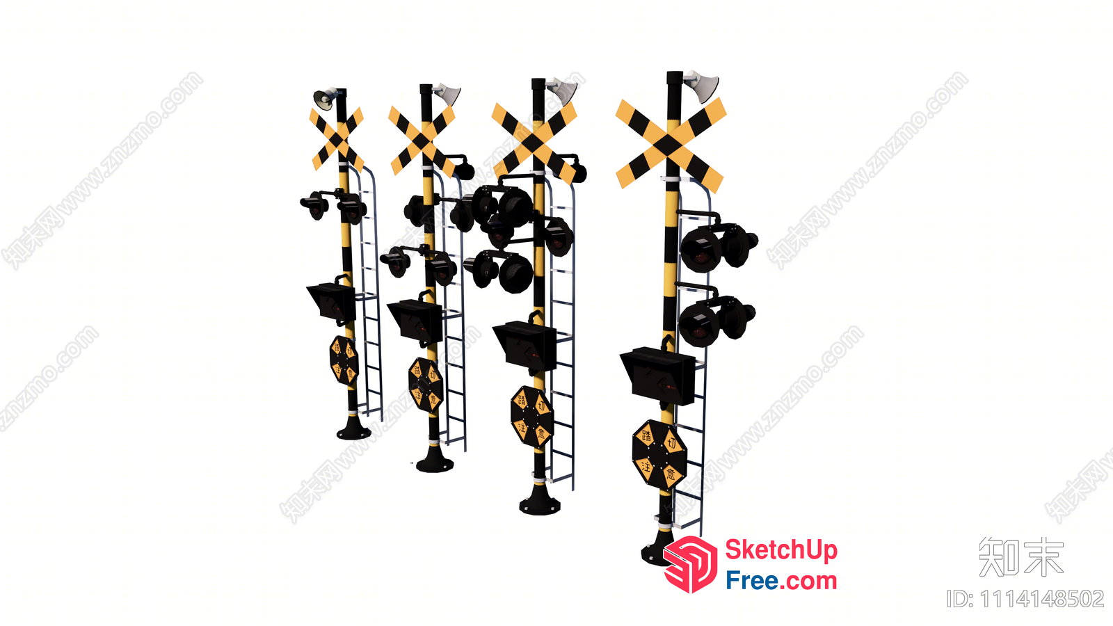Train Crossing Safety Signs 3D SketchUp File