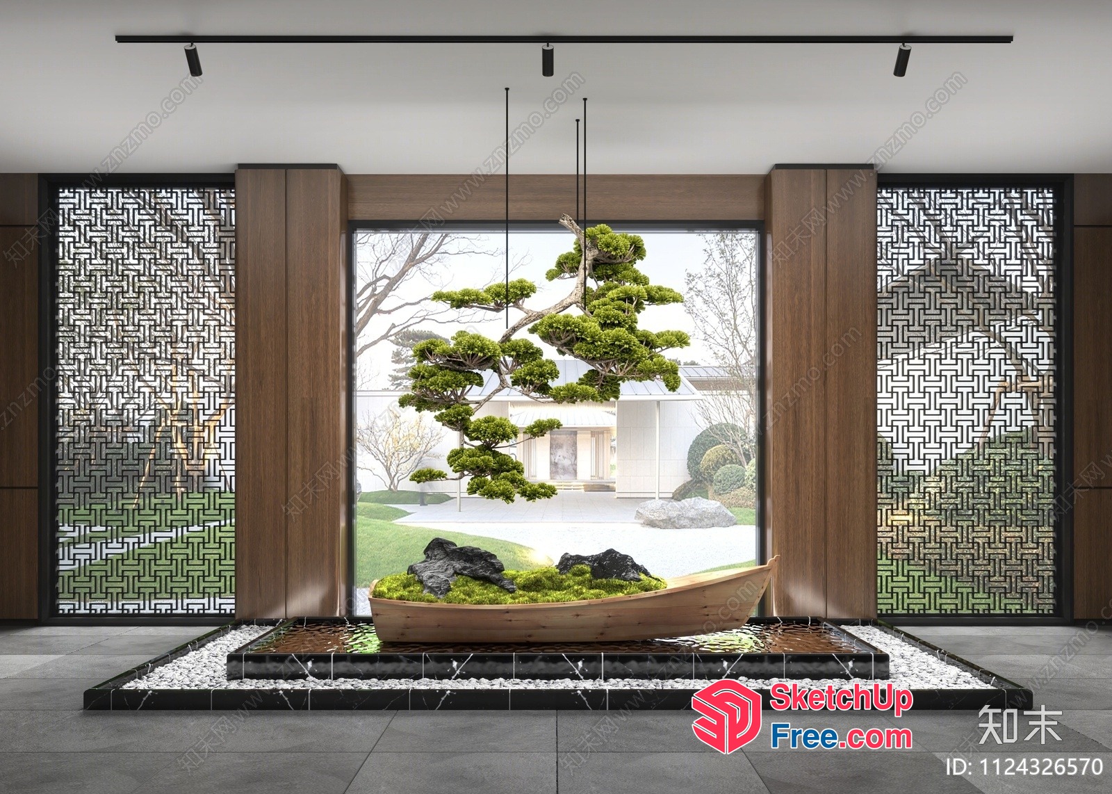 Japanese-Style Decorative Interior Scene 3D SketchUp File