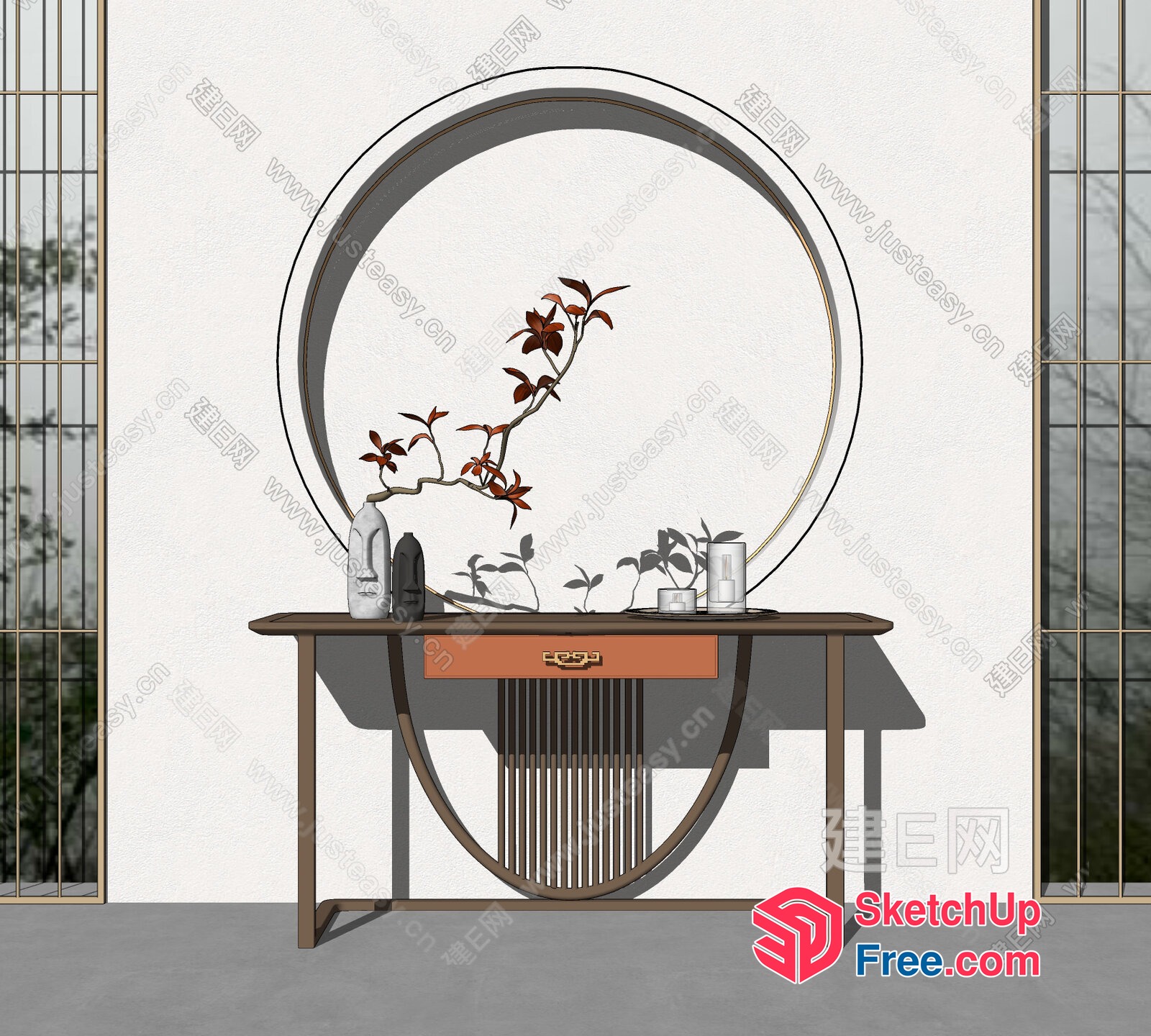 Elegant And Sophisticated Entryway Console Table 3D SketchUp File