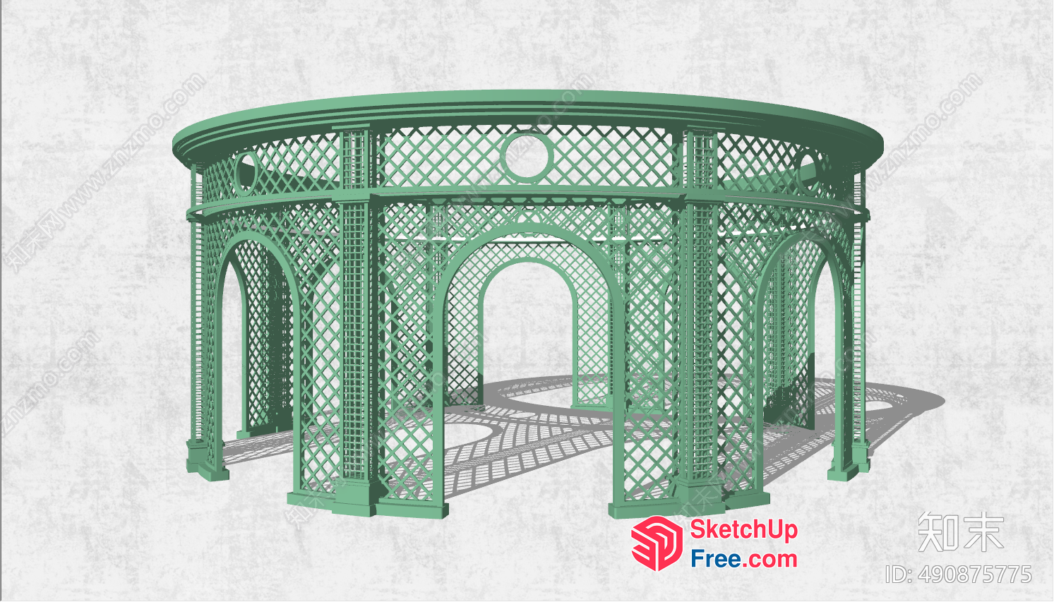 Ornate Green Trellis Structure With Arches 3D SketchUp File