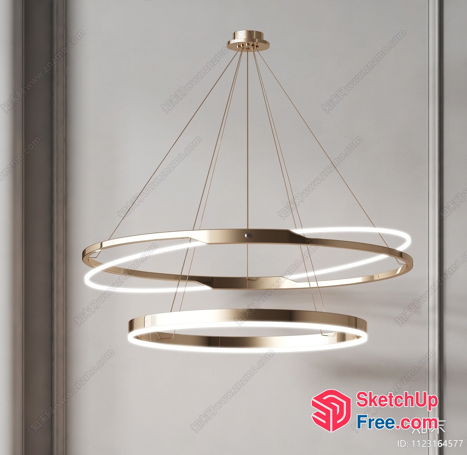Elegant Gold Ring Chandelier 3D SketchUp File