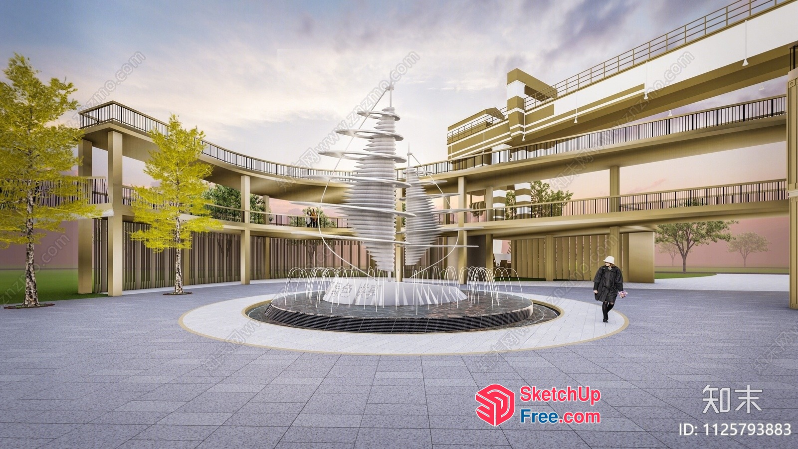 Modern Staircase And Fountain Design 3D SketchUp File