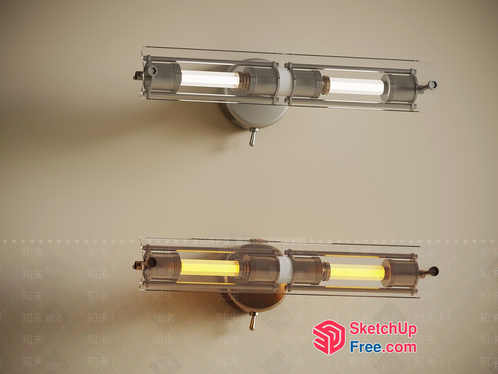 Modern Bathroom Lighting Fixtures With Clear Glass Shades 3D SketchUp File