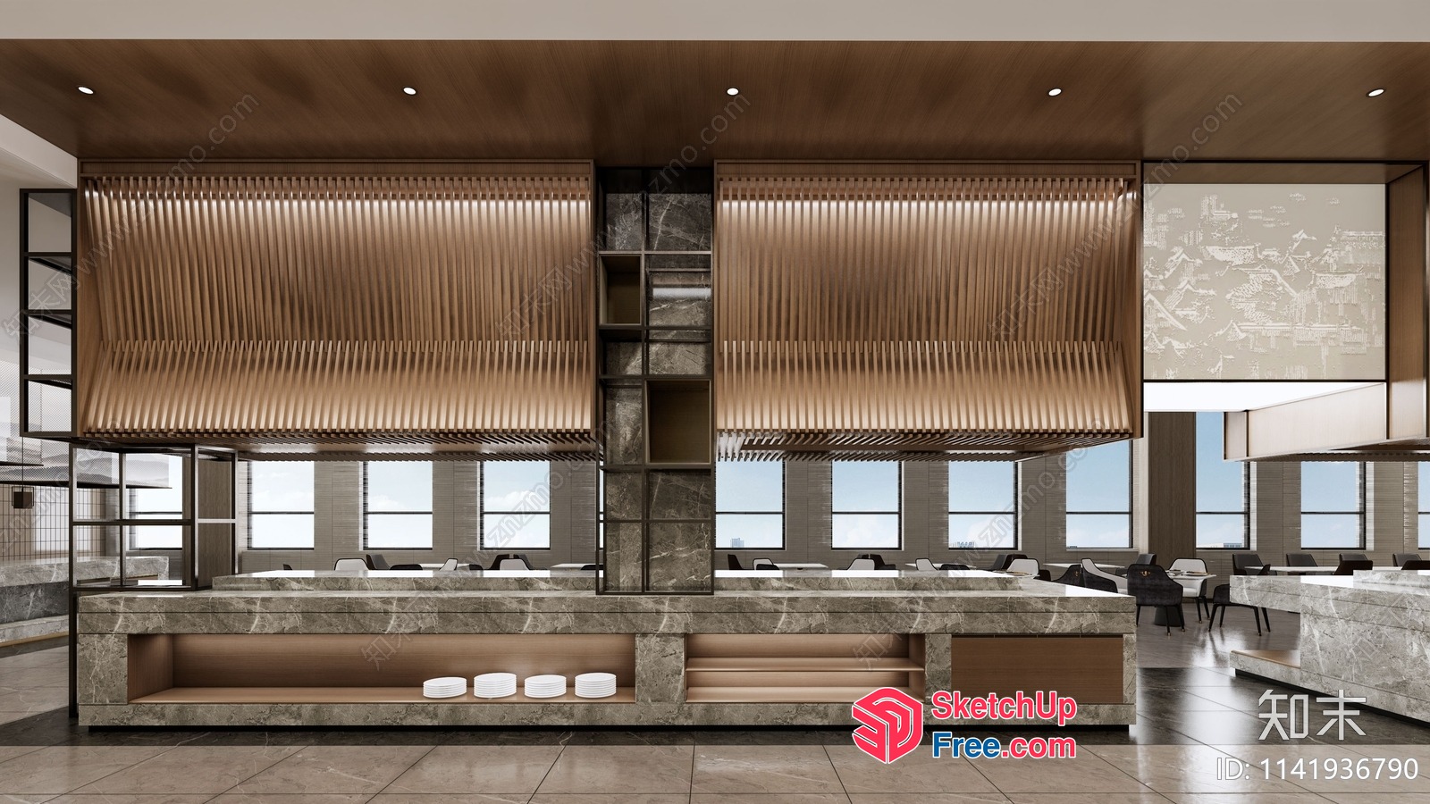 Modern Japanese Restaurant Interior 3D SketchUp File