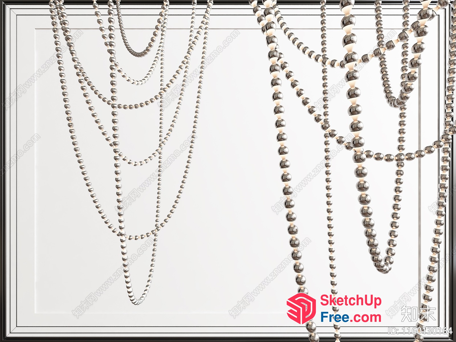 Elegant Silver Beaded Curtain 3D SketchUp File