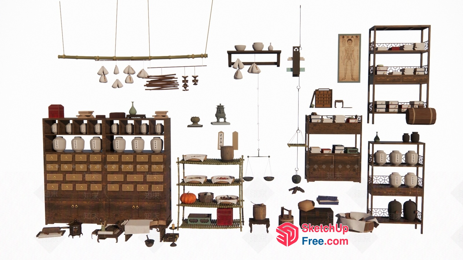 Asian-Inspired Home Decor Collection 3D SketchUp File