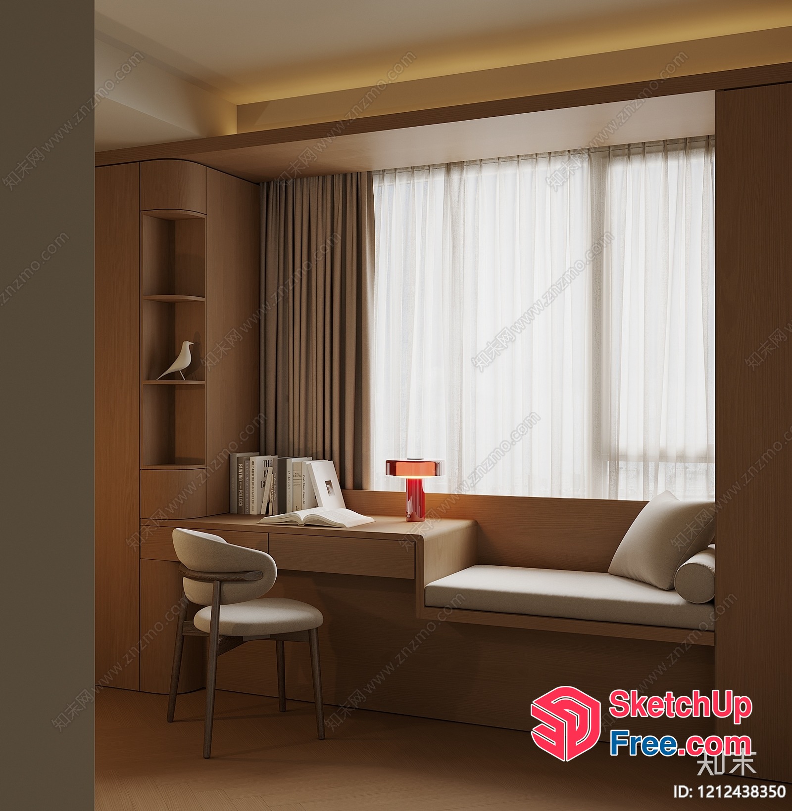 Elegant Modern Study Room With Minimalist Design 3D SketchUp File