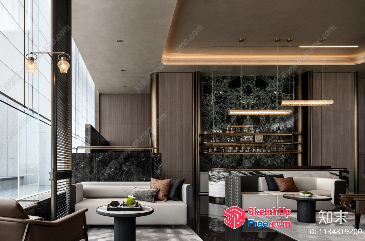 Modern Luxury Living Room With Sleek Furniture And Marble Accents 3D SketchUp File