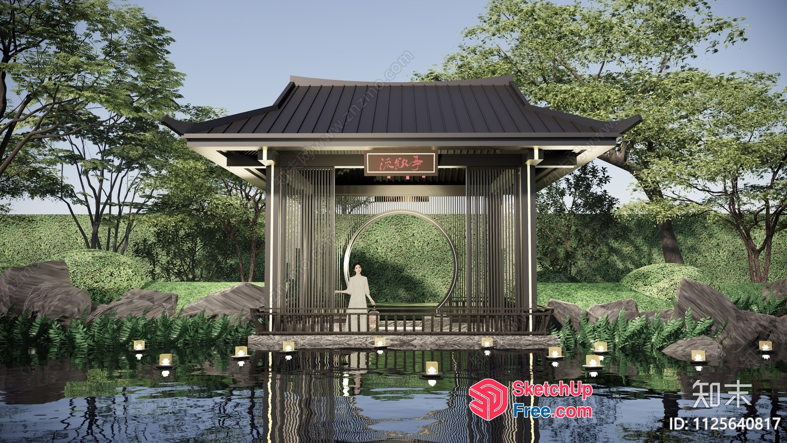 Serene Japanese-Inspired Pavilion 3D SketchUp File
