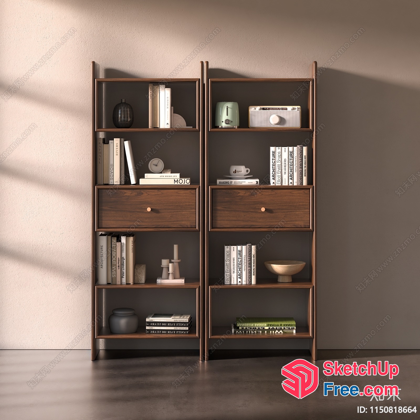 Modern Bookcase With Drawers And Shelves 3D SketchUp File