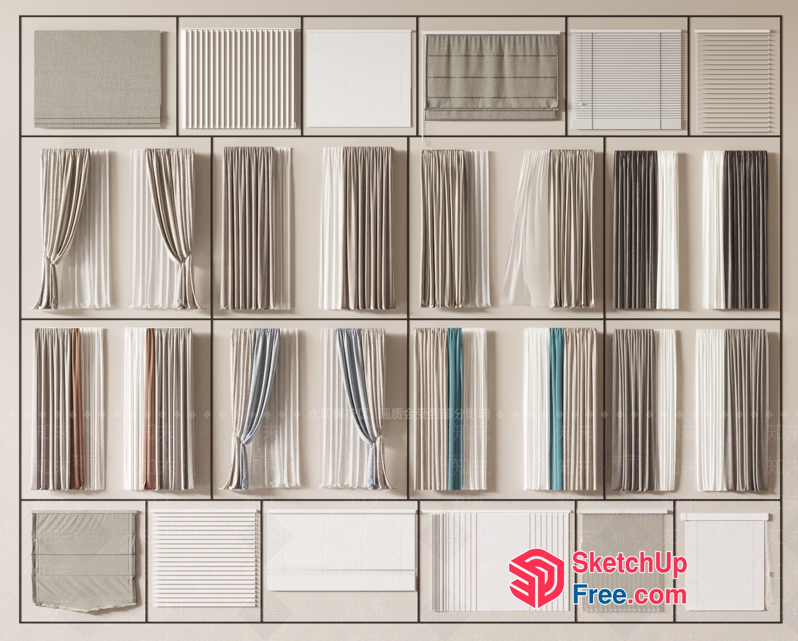 Curtain Options For Various Window Styles 3D SketchUp File