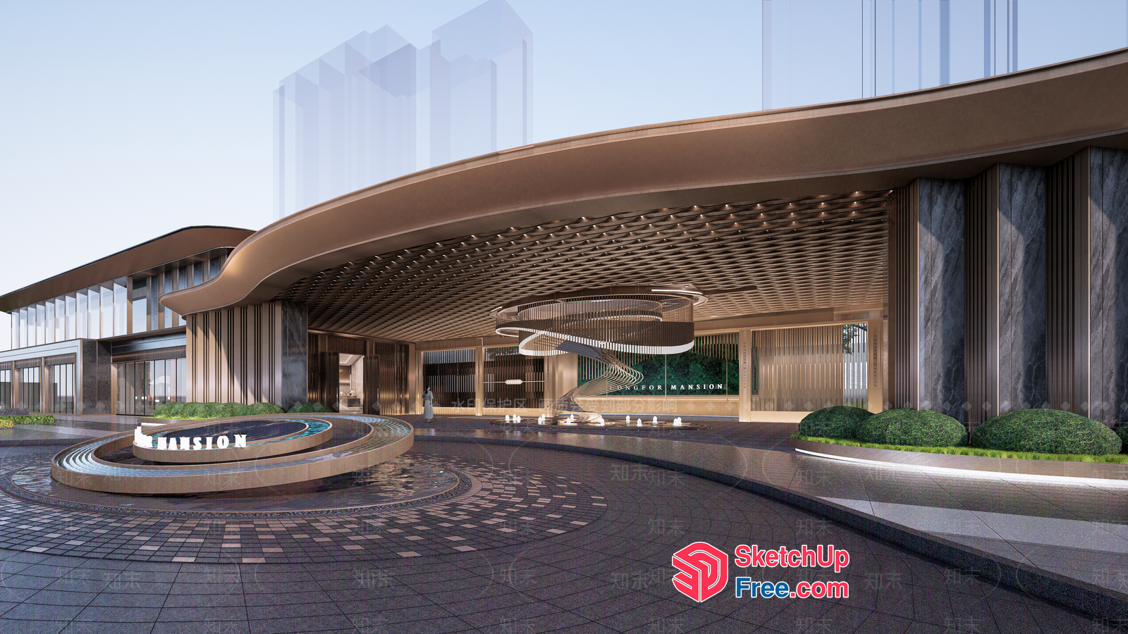 Modern Mansion Entrance 3D SketchUp File