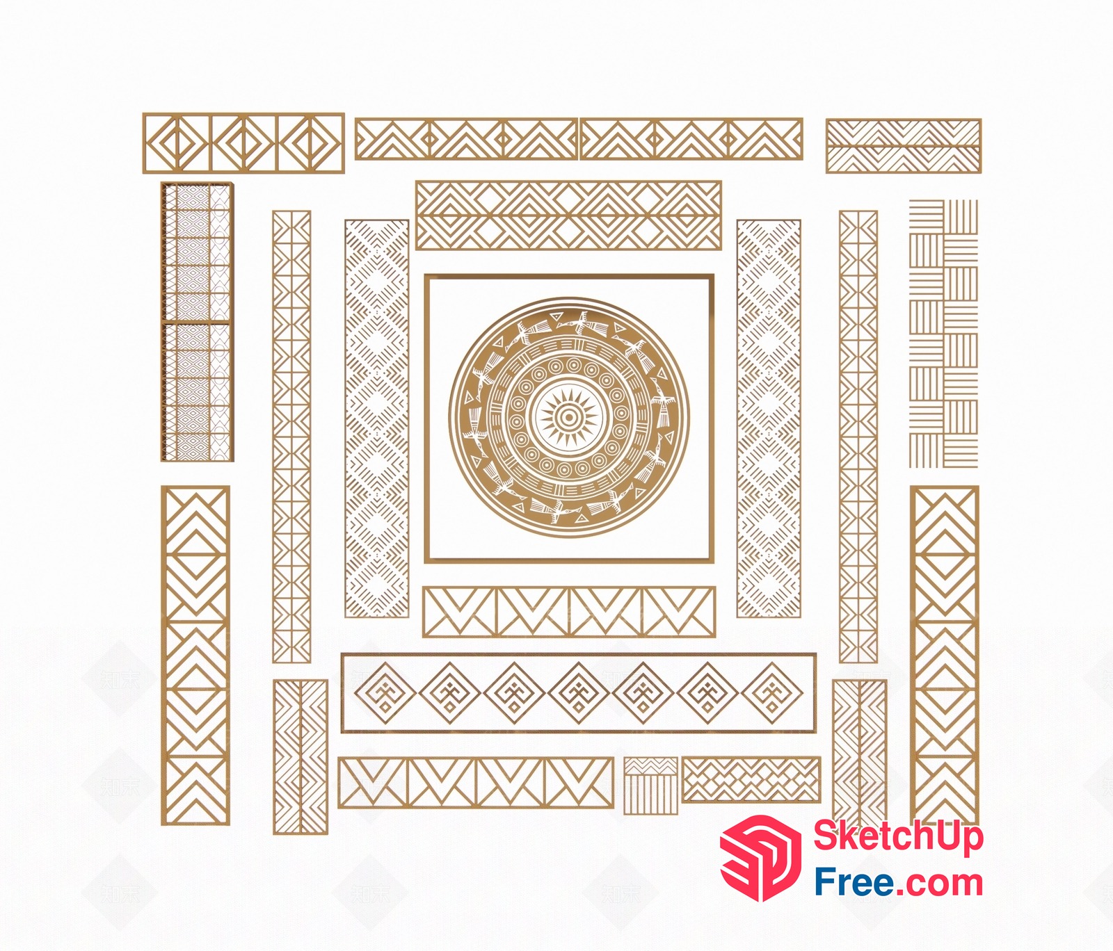 Intricate Geometric Patterned Square Frame 3D SketchUp File