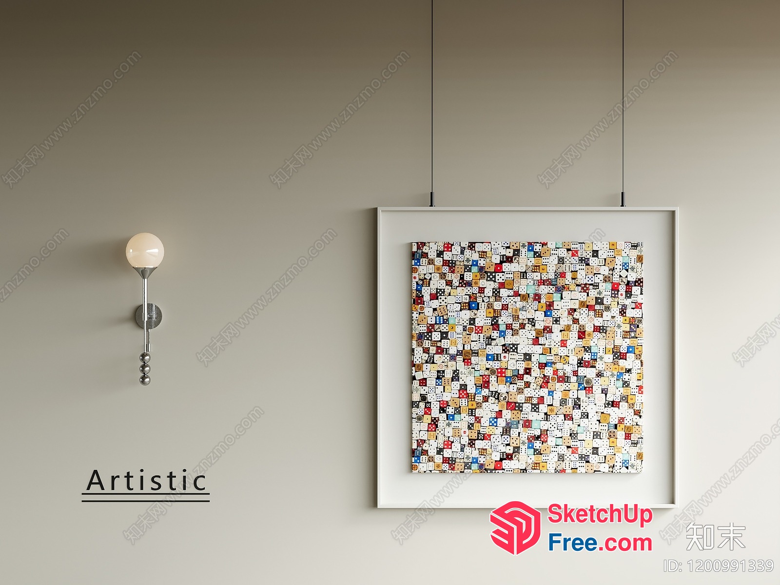 Artistic Composition Of Colorful Tiles On White Wall 3D SketchUp File