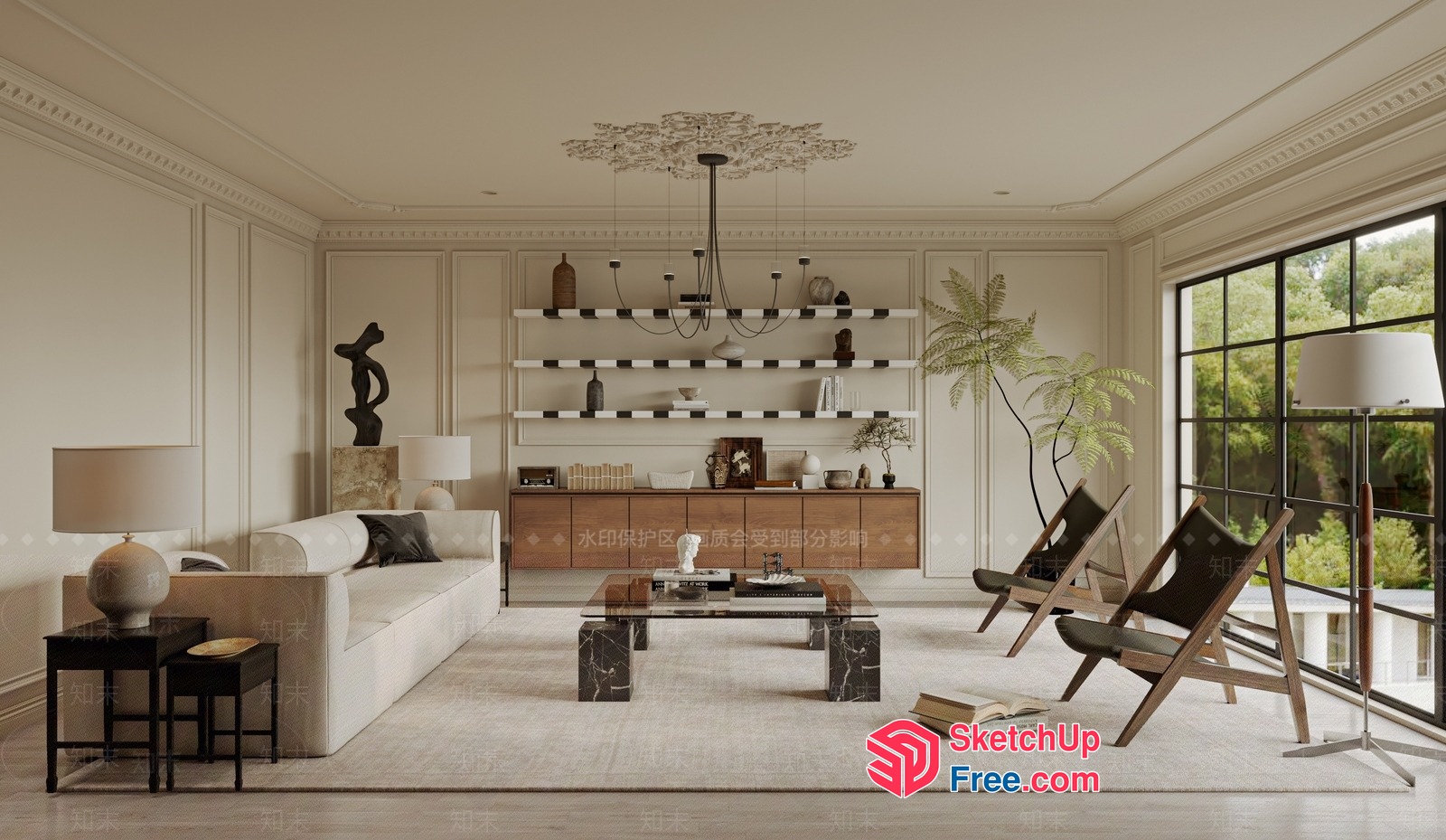 Elegant And Modern Living Room Decor 3D SketchUp File
